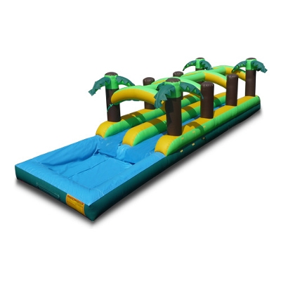 tropical marble dual lane inflatable water slide & slip n slide combo with blower